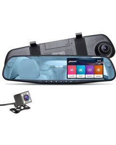 Dashcam: Rétroviseur double caméra de sécurité voiture avec Camera de  recule