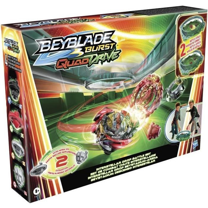 Beyblade Burst QuadDrive Set de Combat Interstellar Drop, arène Beystadium,  2 toupies et 2 lanceurs, à partir de 8 Ans : : Jeux et Jouets