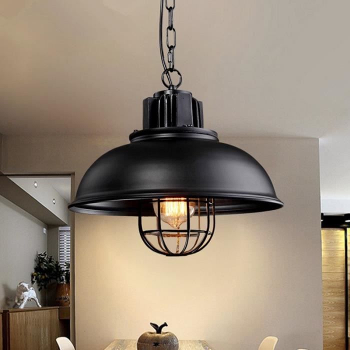 IDEGU Retro Lustre Industrielle Salon Noir Lampe Luminaire Vintage en Fer  Forge Style Edison pour Salon