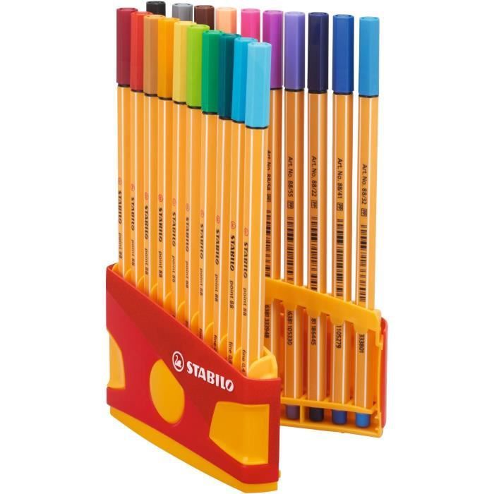 STABILO point 88 stylo-feutre pointe fine (0,4 mm) - ColorParade de 20 stylo -feutres - Coloris assortis