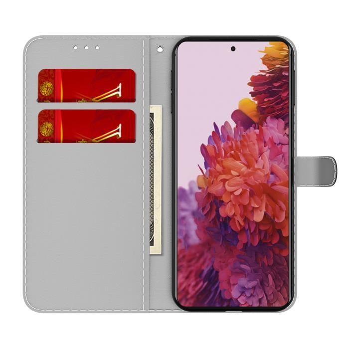 Coque de téléphone pour Samsung Galaxy S21 Glaxay S 21 5G 6,2 avec  protecteur d'écran en verre trempé et porte-cartes - Étui portefeuille à  rabat en