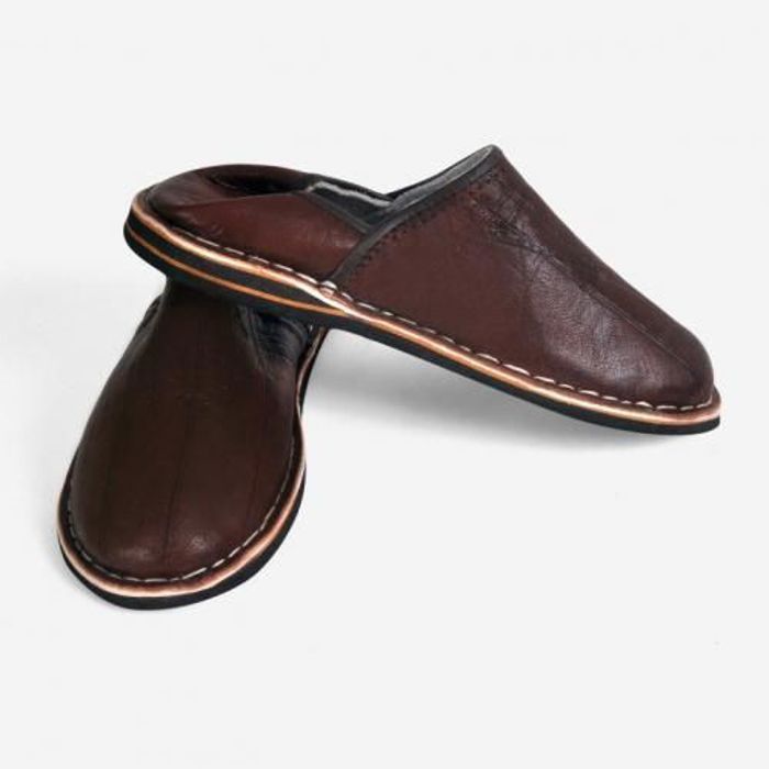 Babouche Berbère cuir marron cousue main - HOMME FEMME