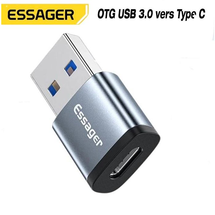 Câble USB-A 3.0 Femelle vers USB-C Mâle OTG Cuivre Gaine PVC Blanc 10cm -  Audiophonics
