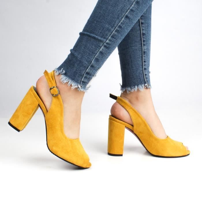 Sandales talons jaune cheap moutarde