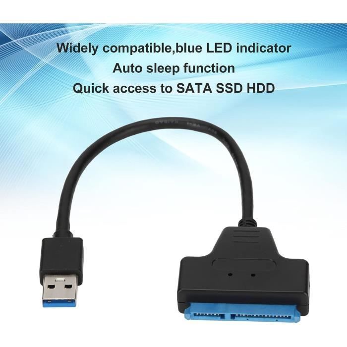 10€02 sur Câble SATA vers USB 3.0 Adaptateur de ligne de convertisseur de  disque dur SSD HDD carré - Adaptateur et convertisseur - Achat & prix
