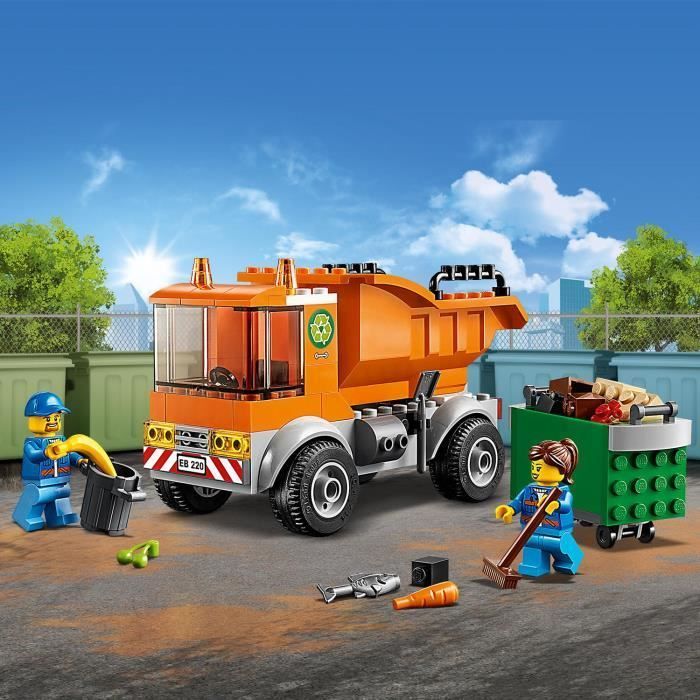 LEGO® City 60220 Le camion de poubelle, Jouet Véhicule avec 2  Mini-figurines et Accessoires, Cadeau pour Enfants de 4 ans et +