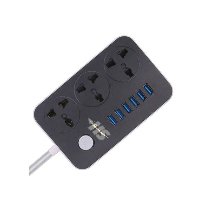 Prise électrique,Cube de prises multiples avec interrupteur On-Off, 3  prises ca, 3 Ports USB (2500W-10A) - TS-321-DE-WH-Ue Plug