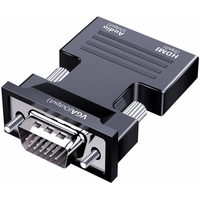 Câble convertisseur adaptateur HDMI vers VGA avec sortie audio