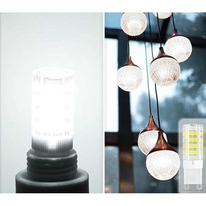 10 Ampoules LED G9 5W, Équivalent 50W Ampoules Halogènes, Blanc