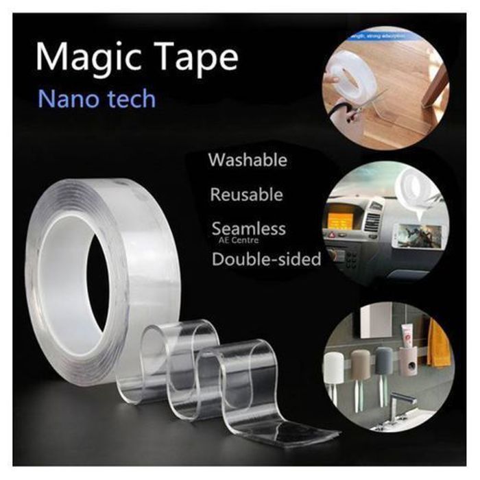 Ruban Adhésif double face Transparent, Nano-bande Amovible sans Trace  Lavable et Multifonctionnelle (5M)