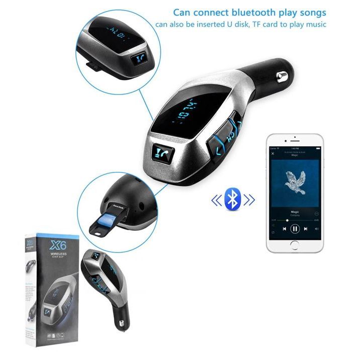 kit main libre bluetooth voiture USB charge rapide QC3.0, appel mains  libres, lecture musicale