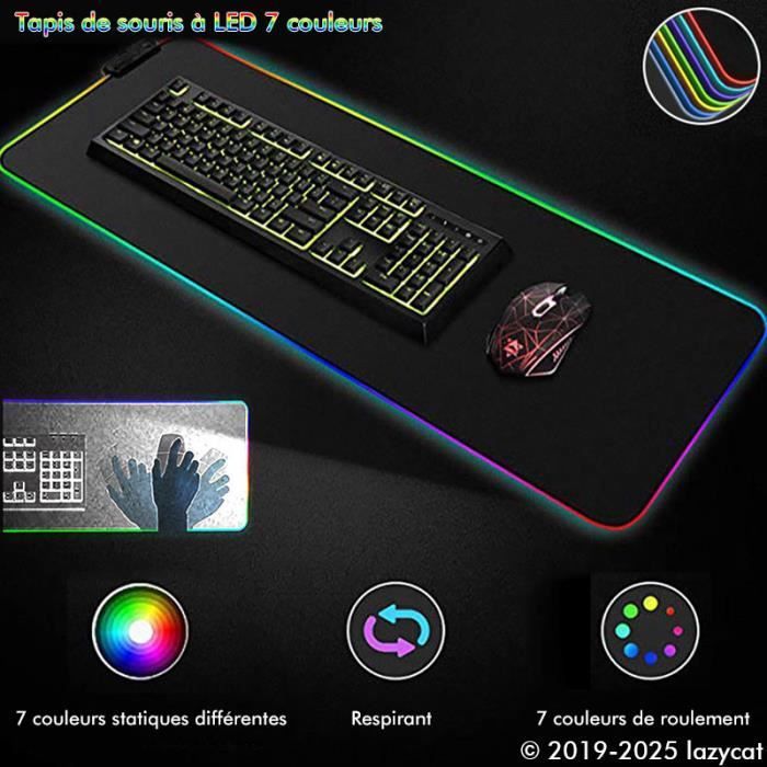 Tapis de souris à LED USB, accessoire de couleur effet mathématiste, pour  ordinateur portable, bureau, Gaming, rvb, XXL - AliExpress