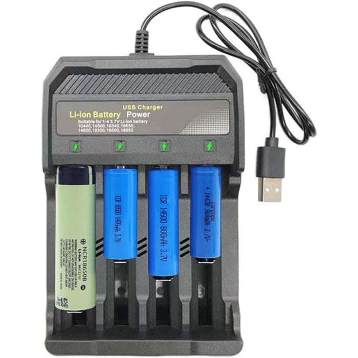 Chargeur 4 Piles Rechargeables intelligent AA, AAA, 9V