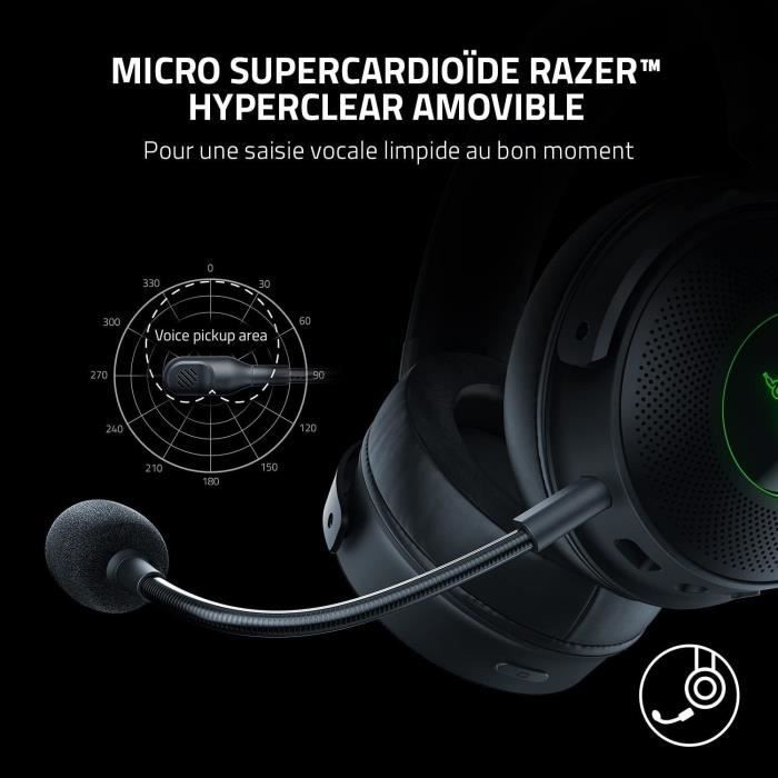 Razer - Casque Micro Gaming Sans Fil Kraken V3 Pro RGB - Noir