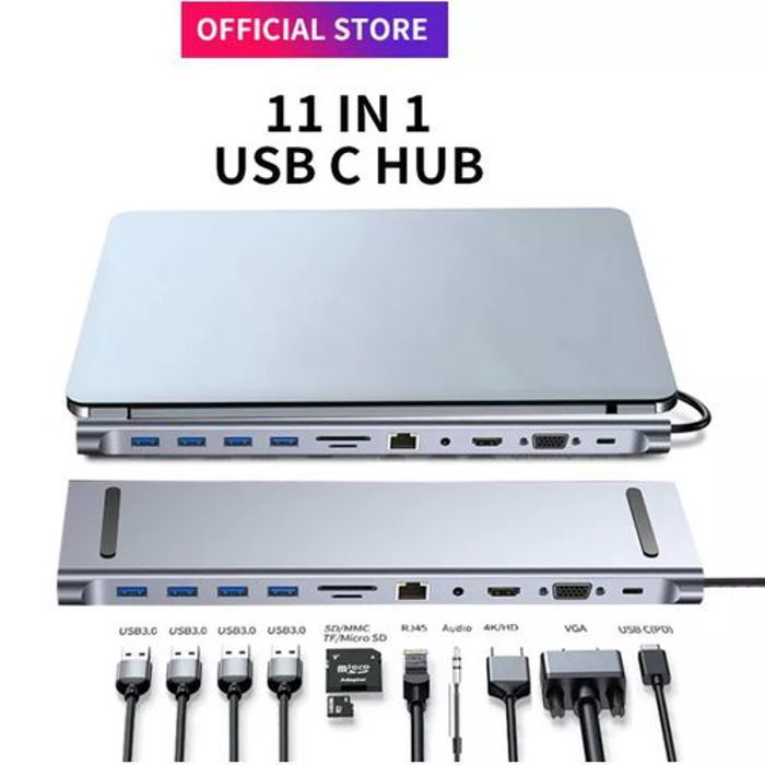 Baseus 11 en 1 Hub USB C Station d'accueil Adaptateur USB C Triple  Affichage avec 2 HDMI 4K