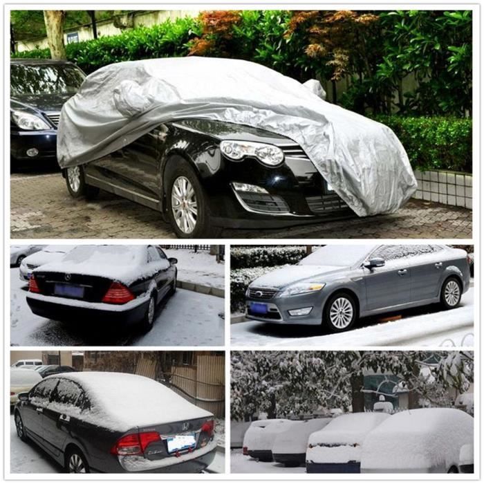 Couverture de neige imperméable pour voiture, housse de coulée avec rabats  latéraux et sac de rangement, protection contre le gel pour automobiles -  AliExpress