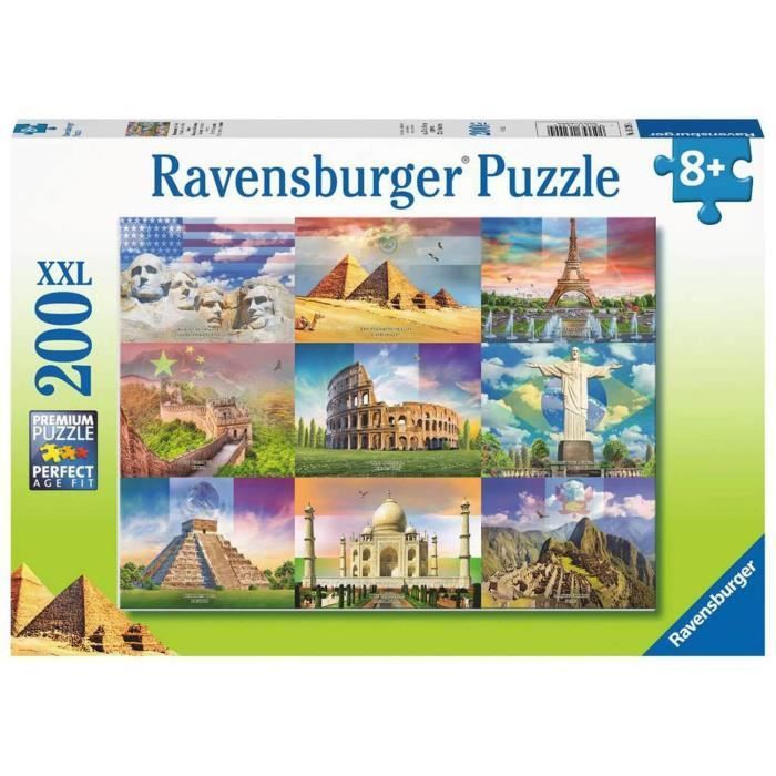 Puzzle Enfant 200 p XXL - Les monuments du monde - Ravensburger