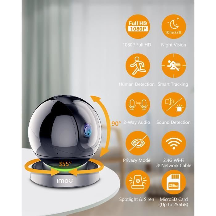 Imou Caméra Surveillance WiFi Interieur 2.5K Détection Humaine Suivi  Intelligent Audio Bidirectionnel Compatible Alexa
