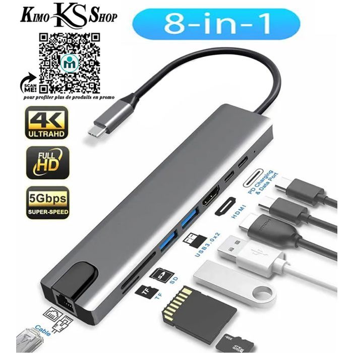 HUB USB 3.0 Superspeed 4 ports USB multiport Neuf Adaptateur pc portable  INFO