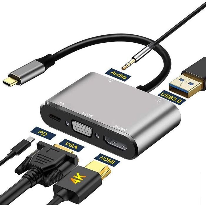 CONVERTISSEUR ADAPTATEUR TYPE-C -> USB3.0 + HDMI + TYPE-C - Vente