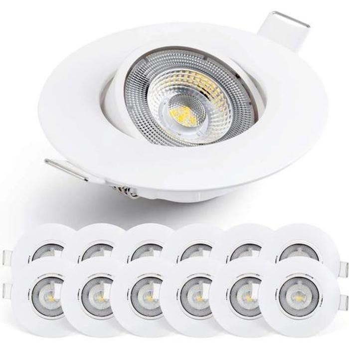 Spot LED Encastrable - Lampe Plafond Orientable 50° pour ampoules LED 12  Spots LEDs Ronds 7