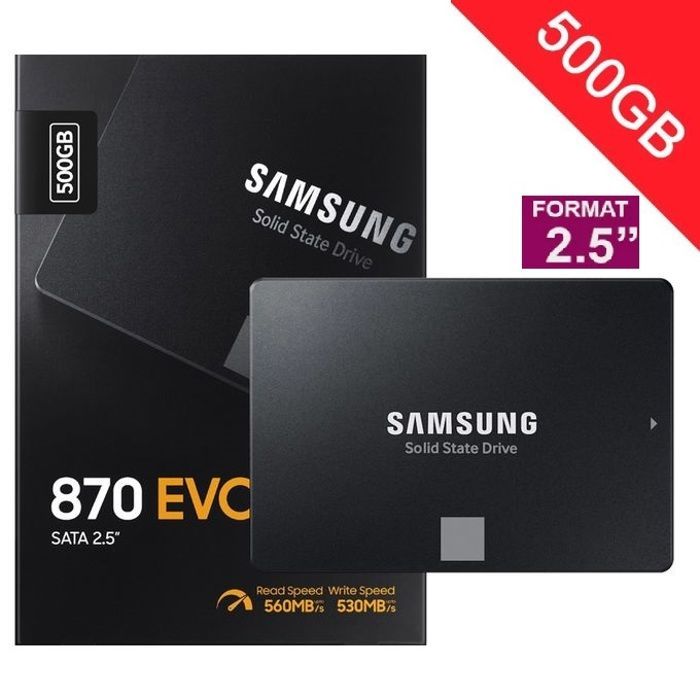 Disque dur SSD 500 Go Samsung - 870 EVO MZ-77E500B/EU